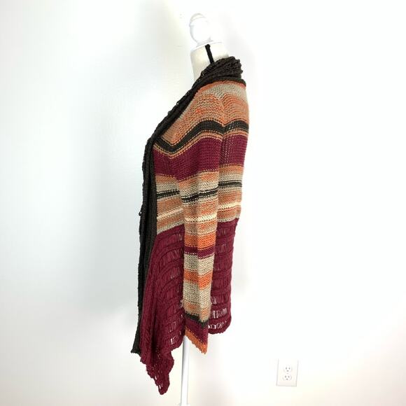 Ethyl M Long Sweater Cardigan Rust Orange burgundy - Picture 2 of 7